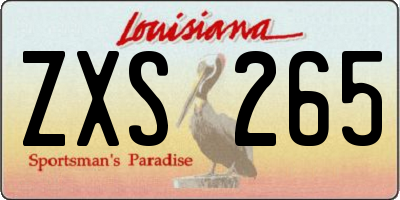 LA license plate ZXS265