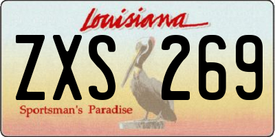 LA license plate ZXS269