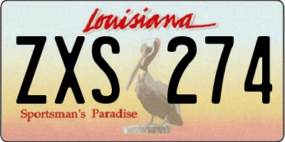 LA license plate ZXS274