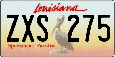 LA license plate ZXS275