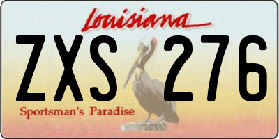 LA license plate ZXS276