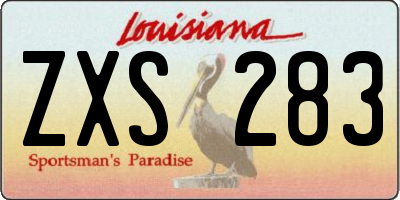 LA license plate ZXS283