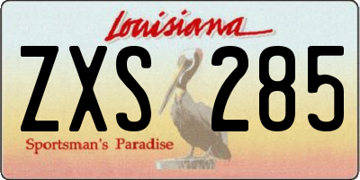 LA license plate ZXS285