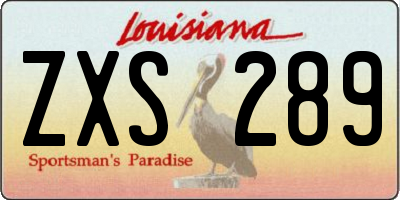 LA license plate ZXS289
