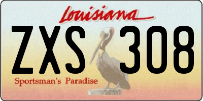 LA license plate ZXS308