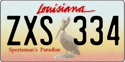 LA license plate ZXS334