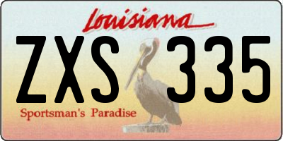 LA license plate ZXS335