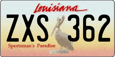 LA license plate ZXS362