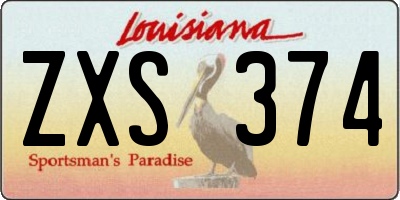 LA license plate ZXS374