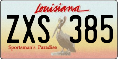 LA license plate ZXS385