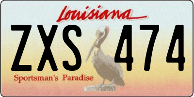 LA license plate ZXS474