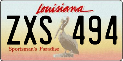 LA license plate ZXS494