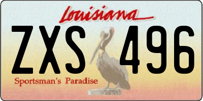 LA license plate ZXS496