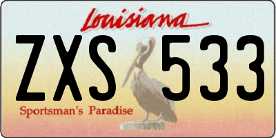 LA license plate ZXS533