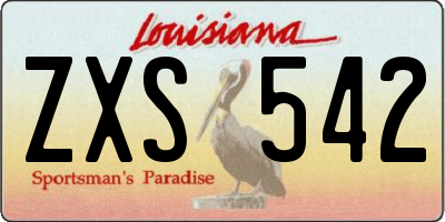 LA license plate ZXS542