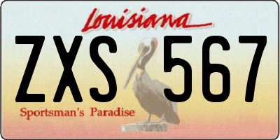 LA license plate ZXS567