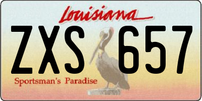 LA license plate ZXS657