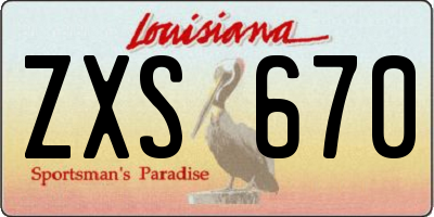 LA license plate ZXS670