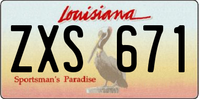 LA license plate ZXS671