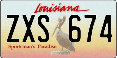 LA license plate ZXS674