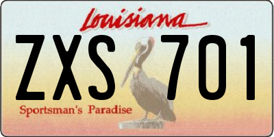 LA license plate ZXS701