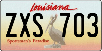 LA license plate ZXS703