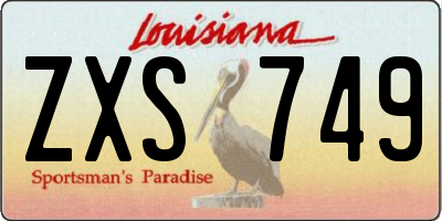 LA license plate ZXS749