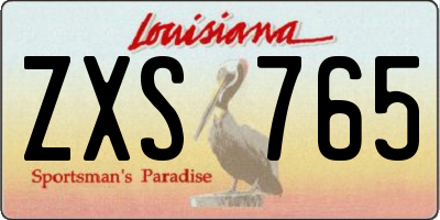 LA license plate ZXS765