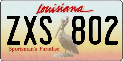 LA license plate ZXS802