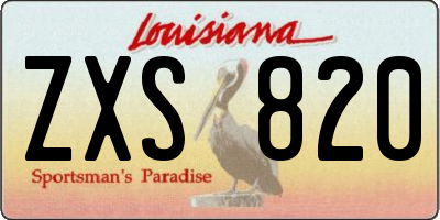 LA license plate ZXS820