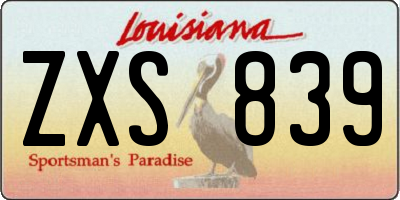 LA license plate ZXS839