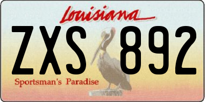 LA license plate ZXS892