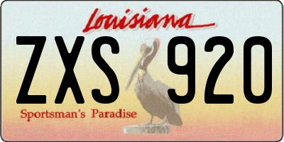LA license plate ZXS920