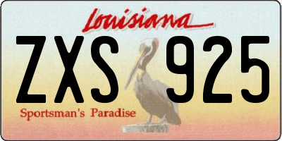 LA license plate ZXS925