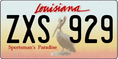 LA license plate ZXS929