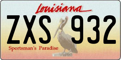 LA license plate ZXS932
