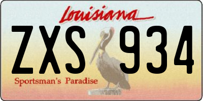 LA license plate ZXS934