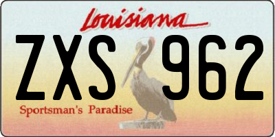 LA license plate ZXS962