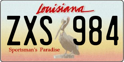 LA license plate ZXS984