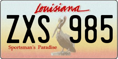 LA license plate ZXS985