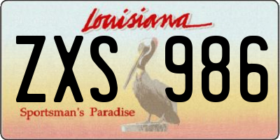 LA license plate ZXS986