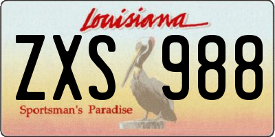 LA license plate ZXS988