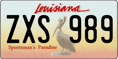 LA license plate ZXS989