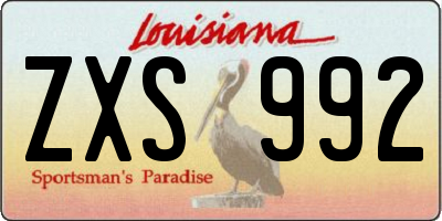 LA license plate ZXS992