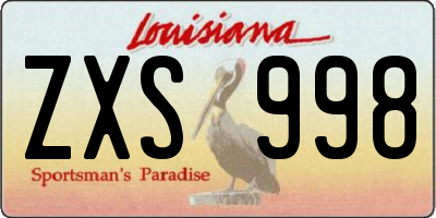 LA license plate ZXS998