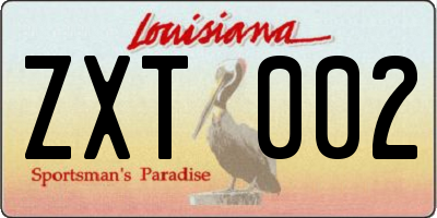 LA license plate ZXT002