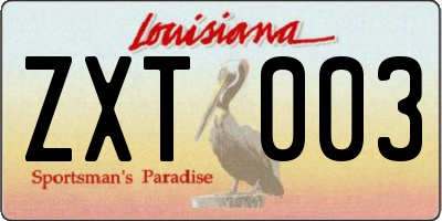 LA license plate ZXT003
