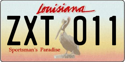 LA license plate ZXT011