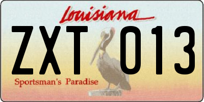 LA license plate ZXT013