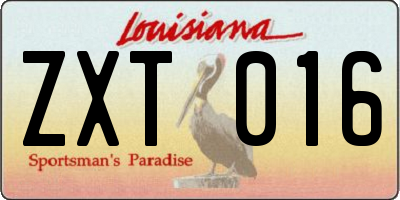LA license plate ZXT016